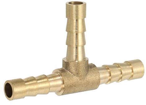PATIKIL Messing T Stück Wasseranschluss 3 Wege Schlauchtülle Golden | 1/4 Zoll, T-Schlauchverbinder Verbindungsstück T Form, Für Wasser Luft Druckluftschlauch Gas Öl Rohr, Messing