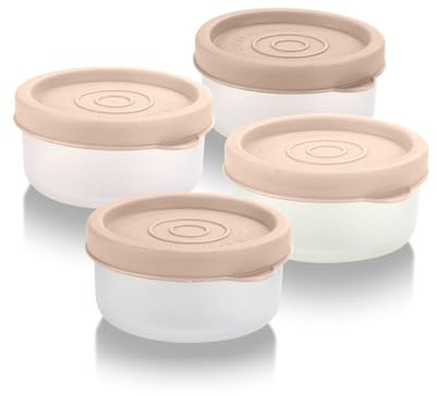 Gewürzbecher mit Deckel, 4 Stück, 37 ml, Salatdressing-Behälter für unterwegs, kleine Frischhaltedosen mit Deckel, Soßenbecher, auslaufsicher, wiederverwendbar, Kunststoff, BPA-frei, für Lunchbox,