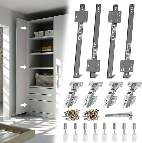 Lipshome Pocket Door Slides, 22 Inch, Black, Metal, Under Mount, 4 Pack