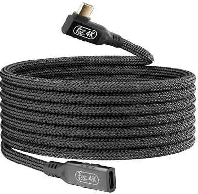 usb c 3.2 gen 2 verlängerung 5M männlich auf weiblich Kompatibilität mit Thunderbolt 3，usb c winkelstecker 90 grad verlängerung 100w Schnellladekabel， Datenübertragung 20 Gbps Kabel Videoausgang 4K.