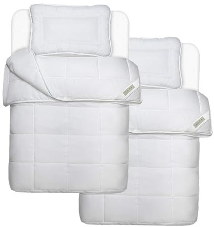 Julido 2er Set Baby Bettdecke und Kissen Set 100x135cm + 40x60cm – 4-Jahreszeiten Kinderbettdecke 770g & Kinderkissen 150g, Mikrofaser Weiß, Atmungsaktiv, 90° Maschinenwaschbar, Oeko-Tex Zertifiziert
