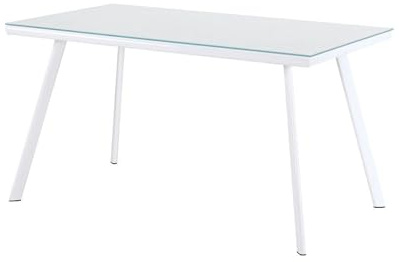 MOG CASA Mesa Comedor Elegance 140x80 cm - Cristal Templado y Metal, Diseño Nórdico, Blanco