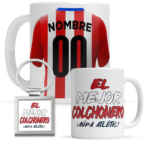 Taza personalizada Átletico de Madrid - Regalo Original para aficionados del Fútbol - Personaliza tu taza de desayuno - Taza de Desayuno café