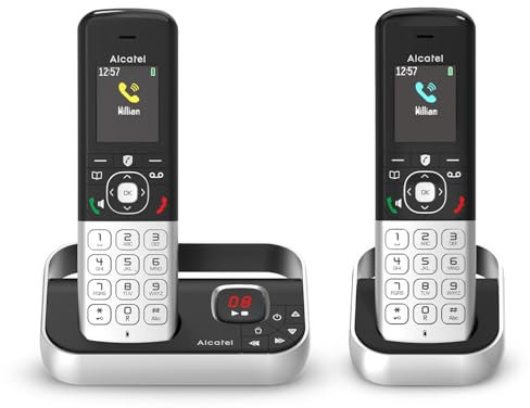 ALCATEL FX990 Voice Duo - Telefono cordless DECT con segreteria da 50 minuti - Schermo grafico a colori alta risoluzione - Vivavoce - Blocco chiamate - Suonerie VIP - 2 portatili - Nero/Grigio