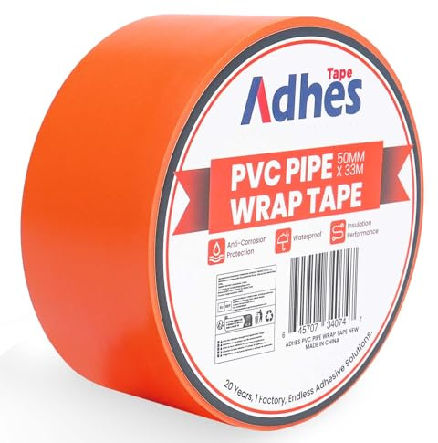ADHES Korrosionsschutz-Rohrband, 50MM X 33M PVC wetterfestes Wrap Orange | Gelb Duct Band für Abflussrohr, Metall-elektrische Rohrleitung,