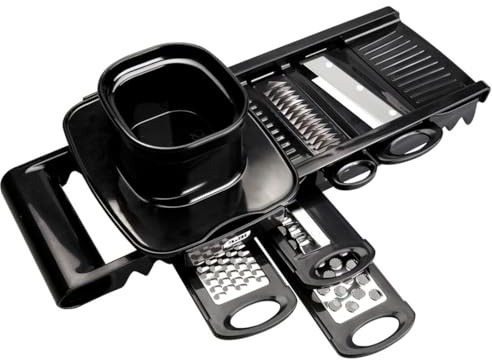 Mandolina 5 cuchillas inox, cortador versátil para verduras, hortalizas y frutas, ideal para preparar comidas rápidas y saludables.