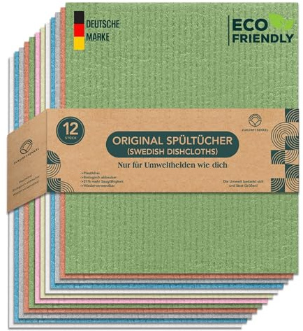 Zukunftsenkel Schwedische Spültücher, Biologisch Abbaubare Putztücher, Plastikfreie Putzlappen, Biologisch abbaubar Dishcloths Spüllappen (Bunt)
