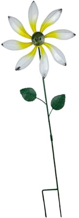 kowaku Moulin à Vent d'extérieur avec Piquet pour Jardin Fleuri, Sculpture de Moulin à Vent pour Jardin, Blanc