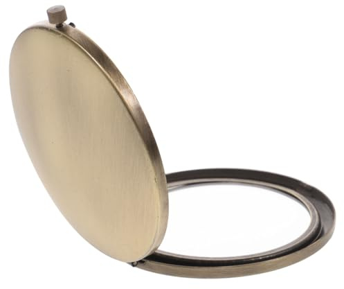 PAMINGONO Tragbarer Runder Kosmetikspiegel und Metall Klarer Klappbarer Schminkspiegel im Retro Stil Elegant und Kompakt für Make Up Unterwegs und Rucksack