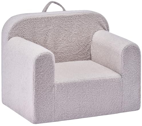 VEVOR Divano per Bambini, Poltrona in Schiuma con Braccioli e Maniglia, Sedia per Bambini Mobile e Lavabile, in Spugna 28D e Peluche per Sala Giochi, Camera da Letto, Soggiorno, Grigio