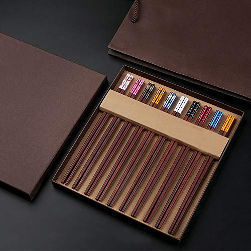 Palillos, Palillos chinos, 10 pares, reutilizables, de 23 cm, juego vajilla china con caja lujo-C,C