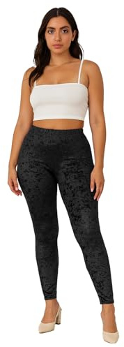 Missloved Women’s Soft Crushed Velvet Leggings – Stretch Polyester, Elasticated Waist, Multiple Colours, UK Sizes 8–20 (XL, Black)