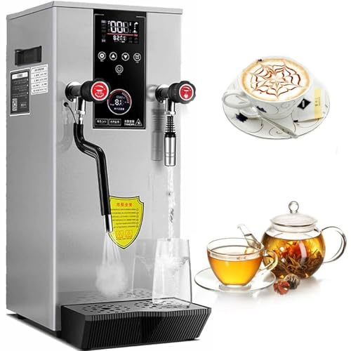 BOOZXCV Commercial Electric Milk Frother 2500W Steam Boiling Water Machine with LED Display, Multi-Purpose Hot Water Dispenser for Espresso, Coffee, Milk, and Tea (Grey)