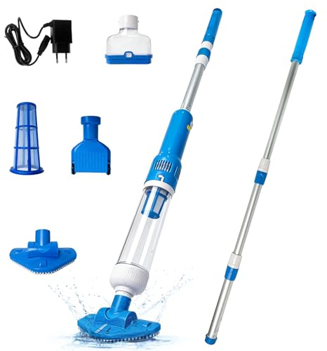 Umisu Aspirateur de Piscine sans Fil, 3 en 1 Nettoyeur Électrique à Batterie Rechargeable, Autonomie 70 Min, Aspirateur Piscine pour Spa, Bain à Remous, Piscine Hors-Sol et Enterrée, Bleu