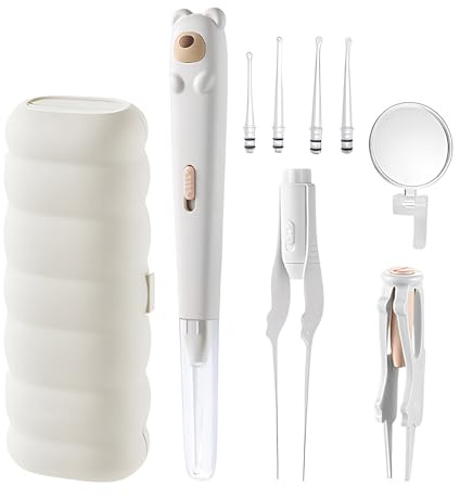 ZHUMCCY Kit de Nettoyage d'Oreilles | Cuillère Portable D'Élimination Du Cérumen,Set de Soins Auditifs à LED - Pour Adultes Adolescents Maison Voyage Camping