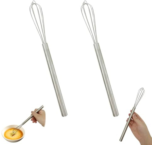 2 Pièces de Mini Fouet en Acier Inoxydable – Petit Fouet de Cuisine pour Tasses, Idéal pour Monter les Crèmes, Mélanger et Battre (Compact et Durable)