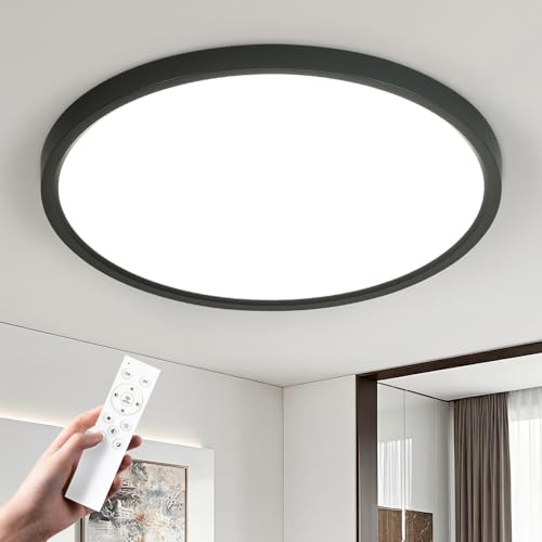 EASY EAGLE LED Deckenleuchte 50CM Dimmbar, Rund Deckenlampe 52W, Schwarz Modern Badezimmer Lampe Led Panel Küchenlampe für Flur Schlafzimmer Balkon Wohnzimmer Küche Keller
