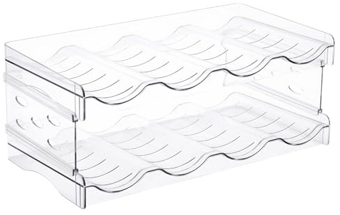 GREENSAPPIRE Flaschenregal Kühlschrank Flaschen Organizer, Stapelbares Weinregal & Dosenregal, Transparenter Flaschenhalter für Kühlschrank, Küche und Vorratskammer, Getränke Organizer (8 Flaschen)