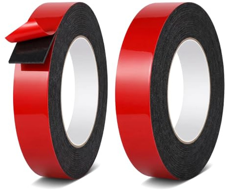 2 Rouleaux De Ruban Adhesif Double Face Extra Fort Exterieur, 2.5cm×10m | Puissant Universel en Mousse Acrylique,Installation,Résistance à L'Eau et Aux Hautes Températures pour Voiture,Maison Bureau