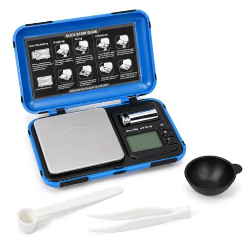 Vexnaro Digital Feinwaage, 50g/0.001g Feinwaage Hochpräzise, Taschenwaage, Kleine Mini-Präzisions-Schmuckwaage Digitales mit Kalibriergewichten für Gold, Schmuck, Pulver