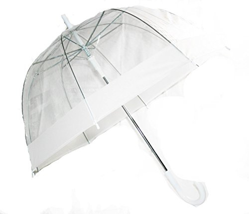 Schöner Regenschirm, transparent, durchsichtig Rand in Weiss, Automatik