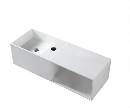 Standwaschschüssel TWG36 aus massivem Stein (Solid Stone) mit Stauraum - 110x40x30 cm