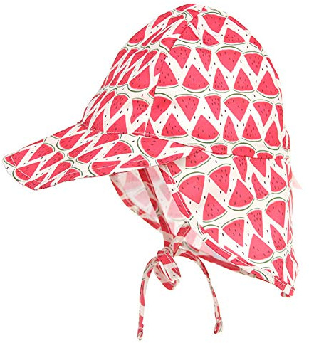 Happy Cherry – skärmmössa med nackskydd, strandhatt, mössa för barn, pojkar, flickor, unisex, knytband, solskydd, UV-skydd, bindemössa, babymössa, andas, snabbtorkande – 0–5 år, Rosa – vattenmelon