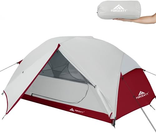 Forceatt Tenda Campeggio per 2 Persone, Impermeabile & Antivento 2 Porte Tenda da Campeggio Leggera, Facile da Installare, Ideale per Campeggio e attività All'aperto.