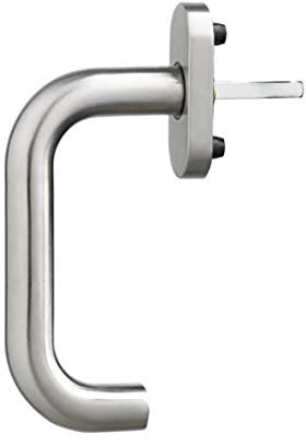 AZERODESIGN - Juego de Manivela DUNA - Roseta Ovalada de 30x68 cm - 4 Posiciones - Largo Manivela de 14 cm - Ideal para Ventanas - Resistente al Desgaste y la Oxidación - Material de Acero Inox