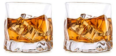 Glasseam Juego De Vasos De Whisky Irregulares De 2 Pliegues Inclinados, Vaso Escocés De 250 Ml, Vaso De Whisky a La Moda para Papá, Esposo, Amigos, Cristalería para Vaso De Bourbon/Ron/Bar