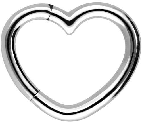 PIERCINGLINE Segmentring Clicker Herz aus Chirurgenstahl - Piercing für Ohr, Helix oder Daith in 4 stylischen Farben