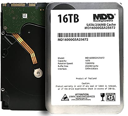MaxDigitalData (MD16000GSA25672) Disco duro interno de escritorio de 16 TB 7200 RPM SATA 6 Gb/s 256 MB caché de 3,5 pulgadas