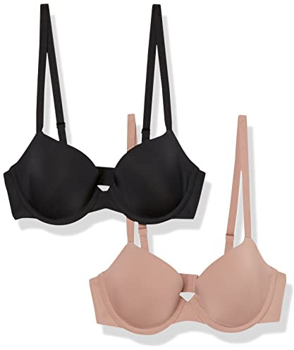 Amazon Essentials Soutien-Gorge Demi-Bonnets en Microfibre Femme, Lot de 2, Taupe Foncé, 95D