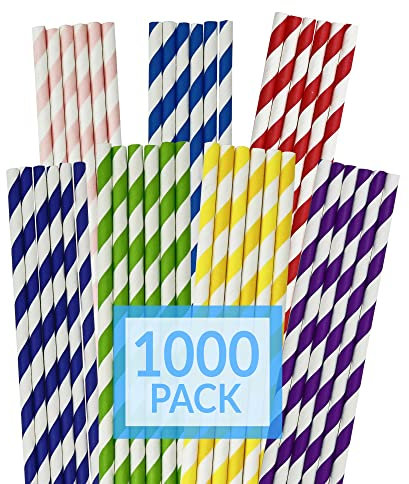 Reli. 1000 Pack Paper Straws (Assorted Colors) | Bulk Pack | Paper Straws for Drinking - Disposable, Biodegradable/Eco-Friendly | Rainbow, Multi-Color | Use for Crafts, Party, Restaurants