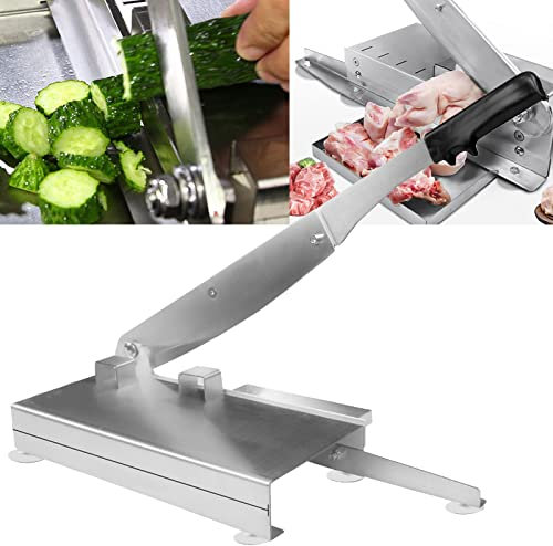 Scie a Os en Acier Inoxydable, Manuelle Trancheuse pour Charcuterie Saucisson Jambon Legumes Os Viande pour Commercial Accueil, Principe de Levier, Facile à Utiliser(Size:L)