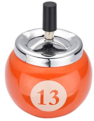 DREHASCHENBECHER Pool Ball Ø10cm Billard Kugel Aschenbecher Windaschenbecher Drehascher Ascher 3Var 80 (Orange - 13)