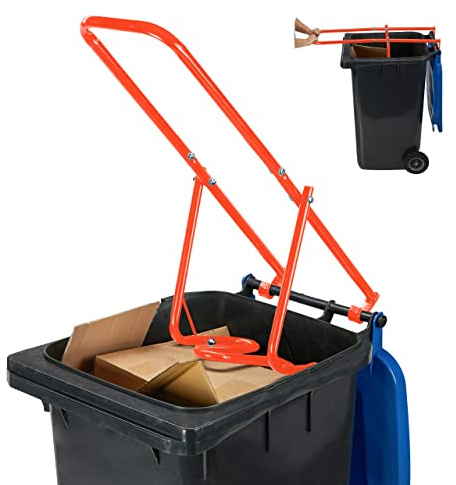 Relaxdays Rubbish Press For Wheelie Bins, Household Waste Compressor, Manual, Recycling Compactor, Steel, Red