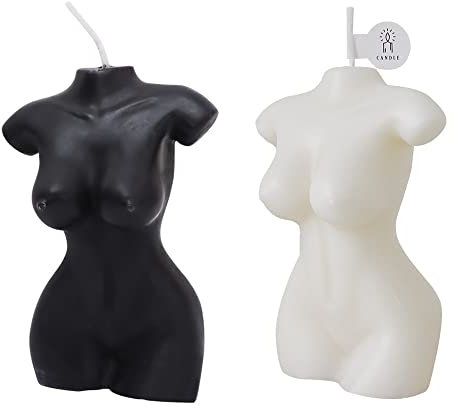 2PCS Körper geformte Kerzen, weibliche Körper Kerze Soja Kerze Duftkerze, Valentinstag Dekoration für Schlafzimmer Badezimmer Ästhetische Dekoration, Heimgebrauch und Geschenk(Weiß und Schwarz)
