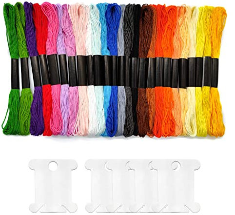 25 Knäuel-Stickgarne, 6 Stränge, Sticktwist mit 5 Wickelkarten, Kreuzstichfäden, Freundschaftsarmband, Faden, Regenbogenfarben, Stickerei für DIY, Haarwickel, Handwerk, Nähen