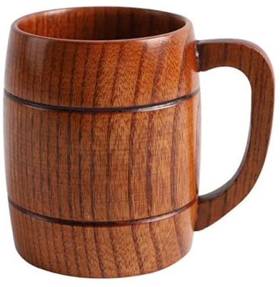NOBRIM Vasos para Beber de 500ml, Jarra Grande de Cerveza de Madera con asa, Taza Multifuncional para Bebidas, Taza para Cocina, Bar, Vasos
