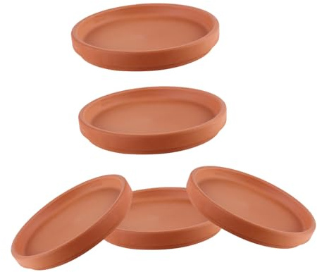 Cabilock 5Pcs Plateau Jardinière Terre Cuite Plantes Succulentes Pot Clair sous-Verres Clairs Pot Fleur Plateau Plante en Terre Cuite Grandes Jardinières Plaque Q36Y52H10W 8.5x1.5cm