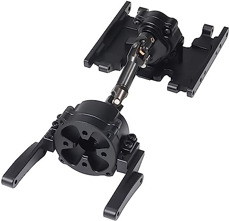 SCX10 II Planetary Gearbox Transfer Case Short Drive Shaft Skid Plate Front Motor Mount for 1/10 RC Crawler Chassis SCX10 II upgrades accessories (Black)