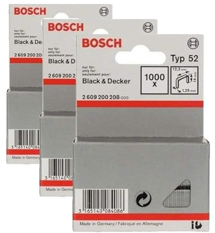 Bosch Professional 2609200208 1000 Tackerkla mmern 14/12,3 mm Typ52 (Packung mit 3)
