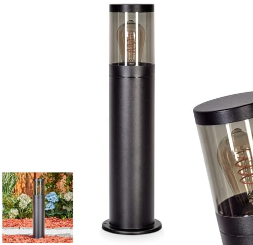 Lampada da sentiero per esterni Tolsona, base in metallo/plastica in nero/fumo, luce da sentiero 50 cm IP44, 1 x E27, senza lampadina/e