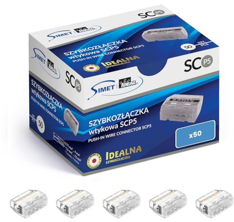 SIMET snabbfäste för flertrådiga ledningar och kablar (0,75 ... 4 mm²) | 5 spår | förpackning om 50 st | transLverordnad/grå | för anslutning av elektriska ledningar