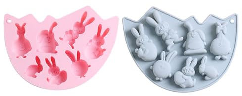 PRETYZOOM Ostern-Silikon-Schokoladenform 2 Stück Ei Kaninchen Hase Geformte Fondant-Backform Für Schokolade Kuchen Fondant Pudding Manuelle Seifenformen Backwerkzeuge