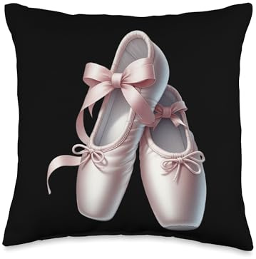 Beautiful Ballerina Slipper Girl Ballet Watercolor Throw Pillow