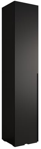 MEBLE KRYSPOL Inova 1 Moderner Schrank Mit Regalen und Stange - Aufbewahrungsschrank für Schlafzimmer, Wohnzimmer - 236,7x50x47 cm - KGoldpusfarbe und Frontfarbe Schwarz - Grifffarbe Schwarz