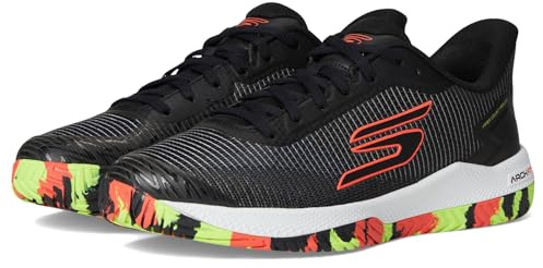 Skechers herr Viper Court PRO 2.0 sneakers, Svart syntetisk/textil/Multi Trim, 10 UK, Svart syntetisk textil multi trim, 45 EU