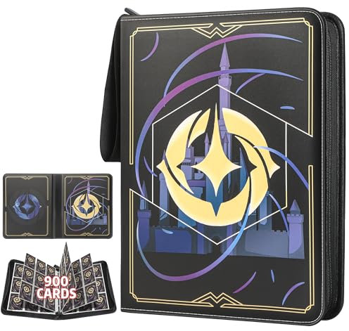 TCGUARD Sammelalbum für Lorcana-Karten, Premium Sammelkarten Album mit 900 Fächern, Kompatibel mit Lorcana Karten, Card Binder für TCG-Aufbewahrungs und Präsentationssammlung(Schwarz 9)